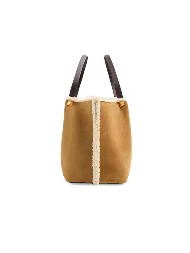 Valentino Garavani Women's Suede Shopping Bag with Sheepskin Lining - Havana Beige | Thumbnail 3 Valentino Garavani Women's Suede Shopping Bag with Sheepskin Lining - Havana Beige | Thumbnail 3