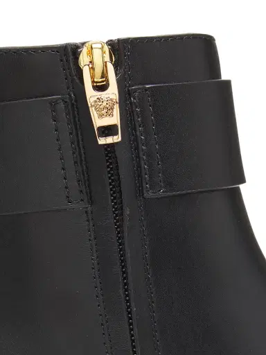 Versace Women's V-Logo Leather Ankle Booties - Black Gold Palladium | Thumbnail 5 Versace Women's V-Logo Leather Ankle Booties - Black Gold Palladium | Thumbnail 5