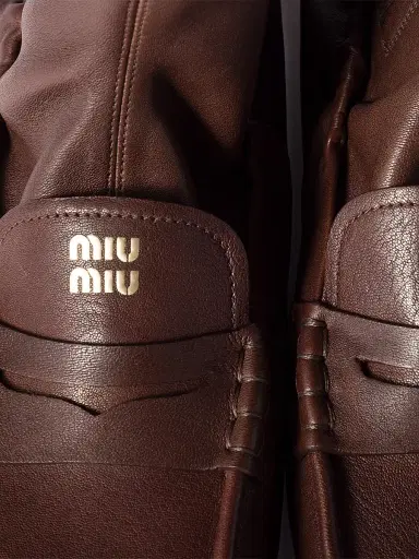 Miu Miu Women's Ruches Nappa Leather Boots - Brown | Thumbnail 3 Miu Miu Women's Ruches Nappa Leather Boots - Brown | Thumbnail 3