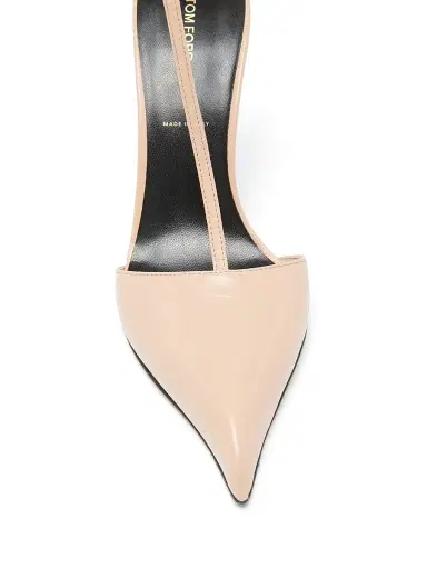 Tom Ford Women's Shiny Kid 105MM Leather T-Strap Pumps - Beige - Size 9 | Thumbnail 5 Tom Ford Women's Shiny Kid 105MM Leather T-Strap Pumps - Beige - Size 9 | Thumbnail 5