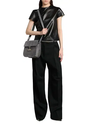 TOM FORD Women's Tara Suede Crossbody Bag - Grey | Thumbnail 1 TOM FORD Women's Tara Suede Crossbody Bag - Grey | Thumbnail 1