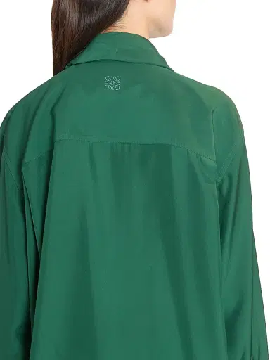 LOEWE Women's Draped Silk Shirt - Dark Green | Thumbnail 6 LOEWE Women's Draped Silk Shirt - Dark Green | Thumbnail 6