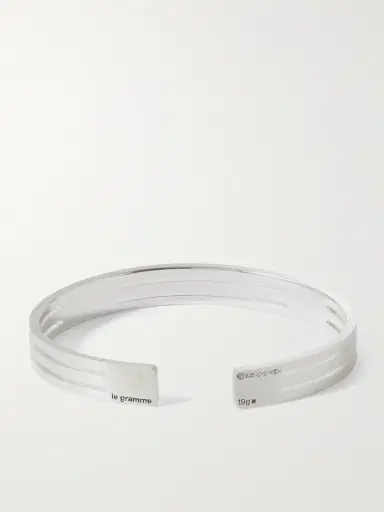 LE GRAMME 19g Punched Ribbon Recycled Sterling Silver Cuff - Men | Thumbnail 3 LE GRAMME 19g Punched Ribbon Recycled Sterling Silver Cuff - Men | Thumbnail 3