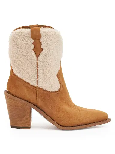 Partlow Women's Donna 90MM Shearling & Suede Ankle Boots - Cuoio - Size 6.5 | Thumbnail 1 Partlow Women's Donna 90MM Shearling & Suede Ankle Boots - Cuoio - Size 6.5 | Thumbnail 1
