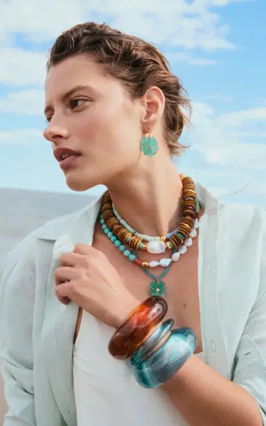 Lizzie Fortunato Arc Cuff In Lagoon | Thumbnail 3 Lizzie Fortunato Arc Cuff In Lagoon | Thumbnail 3