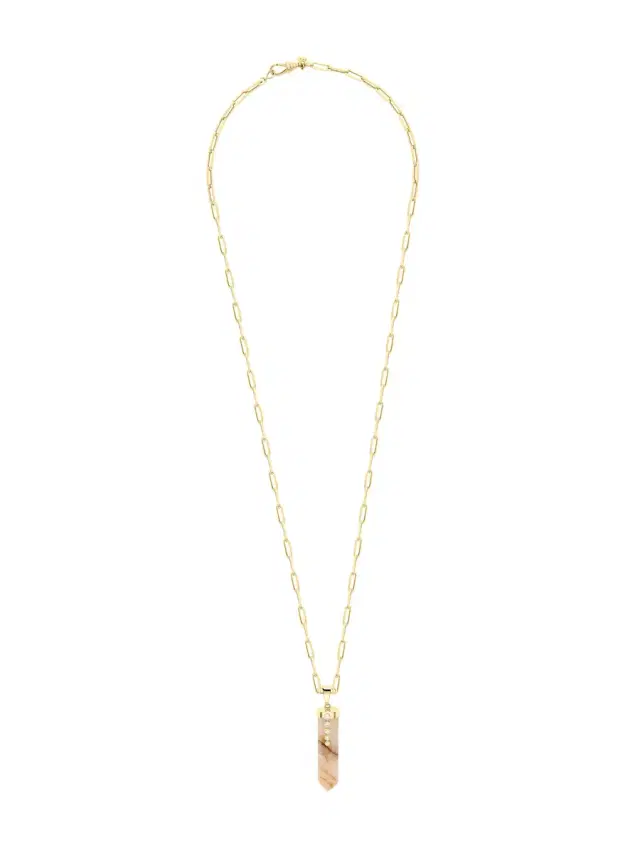 Beatriz Werebe Natural Stone Quartz and Diamond Necklace