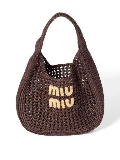 Miu Miu Raffia-Effect Woven Hobo Bag | Thumbnail 1 Miu Miu Raffia-Effect Woven Hobo Bag | Thumbnail 1