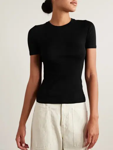 Nili Lotan Elin Cotton And Cashmere-blend T-shirt | Thumbnail 3 Nili Lotan Elin Cotton And Cashmere-blend T-shirt | Thumbnail 3