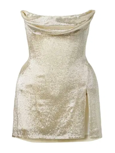 Wiederhoeft Ivy Draped Strapless Beaded Tulle Mini Dress | Thumbnail 1 Wiederhoeft Ivy Draped Strapless Beaded Tulle Mini Dress | Thumbnail 1