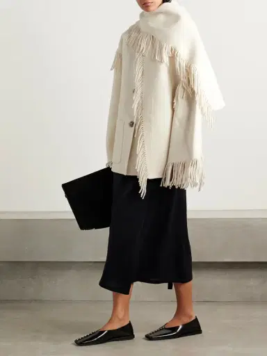 TOTEME Draped Fringed Wool-blend Jacket | Thumbnail 2 TOTEME Draped Fringed Wool-blend Jacket | Thumbnail 2