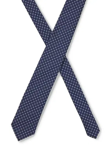 BOSS Men's Silk-Blend Tie with Jacquard Pattern - Dark Blue | Thumbnail 4 BOSS Men's Silk-Blend Tie with Jacquard Pattern - Dark Blue | Thumbnail 4