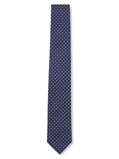 BOSS Men's Silk-Blend Tie with Jacquard Pattern - Dark Blue | Thumbnail 1 BOSS Men's Silk-Blend Tie with Jacquard Pattern - Dark Blue | Thumbnail 1
