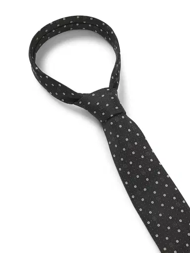 BOSS Men's Silk-Blend Tie with Micro Double B Monograms - Light Grey | Thumbnail 5 BOSS Men's Silk-Blend Tie with Micro Double B Monograms - Light Grey | Thumbnail 5