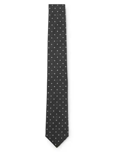 BOSS Men's Silk-Blend Tie with Micro Double B Monograms - Light Grey | Thumbnail 1 BOSS Men's Silk-Blend Tie with Micro Double B Monograms - Light Grey | Thumbnail 1