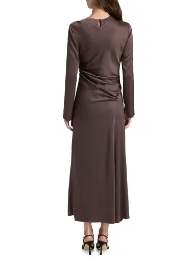 SIMKHAI Women's Odessa Draped Midi-Dress - Chocolate | Thumbnail 5 SIMKHAI Women's Odessa Draped Midi-Dress - Chocolate | Thumbnail 5