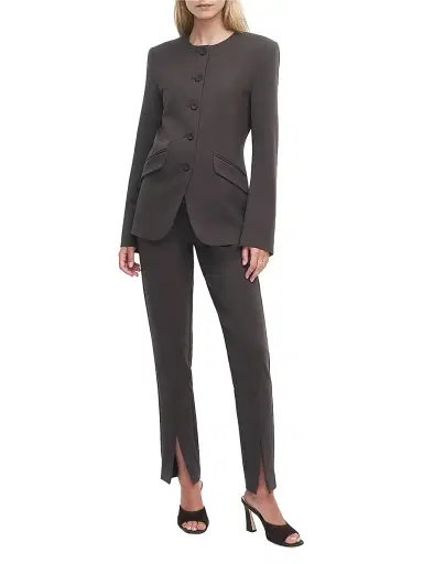 Favorite Daughter Women's The Victoria Collarless Jacket - Coffee | Thumbnail 2 Favorite Daughter Women's The Victoria Collarless Jacket - Coffee | Thumbnail 2