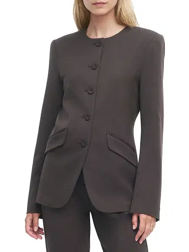 Favorite Daughter Women's The Victoria Collarless Jacket - Coffee | Thumbnail 4 Favorite Daughter Women's The Victoria Collarless Jacket - Coffee | Thumbnail 4