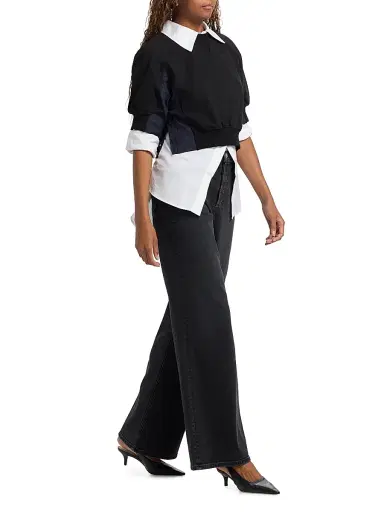 Re/done Women's High-Rise Wide-Leg Jeans - Washed Noir | Thumbnail 2 Re/done Women's High-Rise Wide-Leg Jeans - Washed Noir | Thumbnail 2