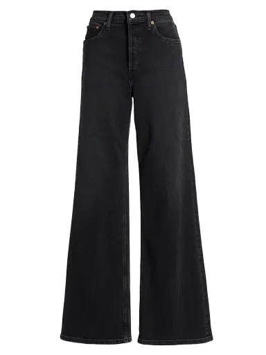 Re/done Women's High-Rise Wide-Leg Jeans - Washed Noir | Thumbnail 1 Re/done Women's High-Rise Wide-Leg Jeans - Washed Noir | Thumbnail 1