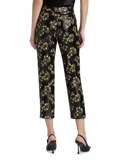 Alexander McQueen Women's Lacquered Sunflower Cigarette Crop Trousers | Thumbnail 5 Alexander McQueen Women's Lacquered Sunflower Cigarette Crop Trousers | Thumbnail 5