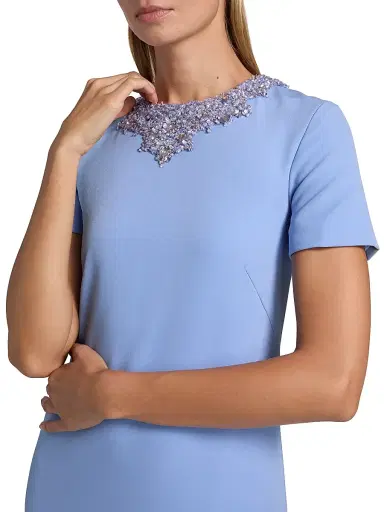 PAMELLA ROLAND Women's Embellished Neckline Crêpe A-Line Gown - Sky Blue - Size 8 | Thumbnail 6 PAMELLA ROLAND Women's Embellished Neckline Crêpe A-Line Gown - Sky Blue - Size 8 | Thumbnail 6