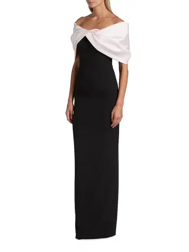 PAMELLA ROLAND Women's Mixed Media Off-the-Shoulder Gown | Thumbnail 4 PAMELLA ROLAND Women's Mixed Media Off-the-Shoulder Gown | Thumbnail 4