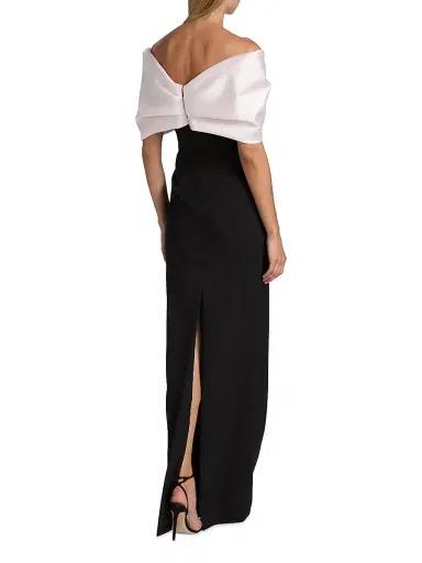 PAMELLA ROLAND Women's Mixed Media Off-the-Shoulder Gown | Thumbnail 5 PAMELLA ROLAND Women's Mixed Media Off-the-Shoulder Gown | Thumbnail 5