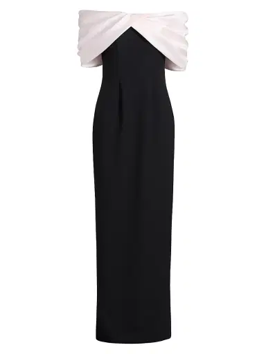 PAMELLA ROLAND Women's Mixed Media Off-the-Shoulder Gown | Thumbnail 1 PAMELLA ROLAND Women's Mixed Media Off-the-Shoulder Gown | Thumbnail 1
