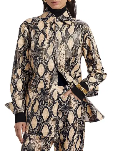 Toccin Women's Kali Snakeskin Faux Leather Boyfriend Shirt | Thumbnail 3 Toccin Women's Kali Snakeskin Faux Leather Boyfriend Shirt | Thumbnail 3
