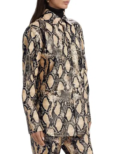 Toccin Women's Kali Snakeskin Faux Leather Boyfriend Shirt | Thumbnail 4 Toccin Women's Kali Snakeskin Faux Leather Boyfriend Shirt | Thumbnail 4