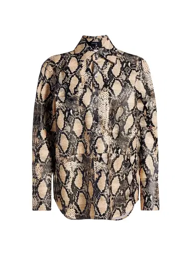 Toccin Women's Kali Snakeskin Faux Leather Boyfriend Shirt | Thumbnail 1 Toccin Women's Kali Snakeskin Faux Leather Boyfriend Shirt | Thumbnail 1