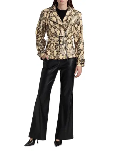 Toccin Women's Brando Snake-Embossed Vegan Leather Biker Jacket - Python | Thumbnail 2 Toccin Women's Brando Snake-Embossed Vegan Leather Biker Jacket - Python | Thumbnail 2