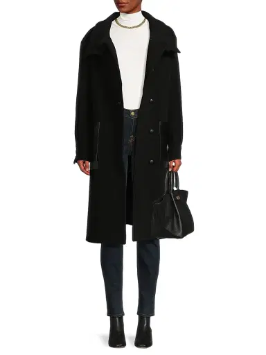 Kobi Halperin Women's Monet Faux Leather-Pocket Wool Coat | Thumbnail 2 Kobi Halperin Women's Monet Faux Leather-Pocket Wool Coat | Thumbnail 2