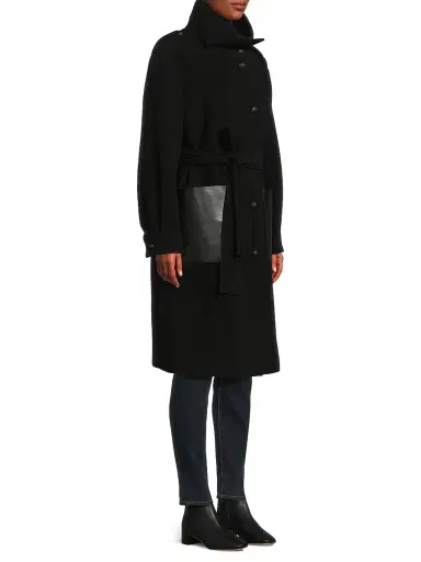 Kobi Halperin Women's Monet Faux Leather-Pocket Wool Coat | Thumbnail 4 Kobi Halperin Women's Monet Faux Leather-Pocket Wool Coat | Thumbnail 4