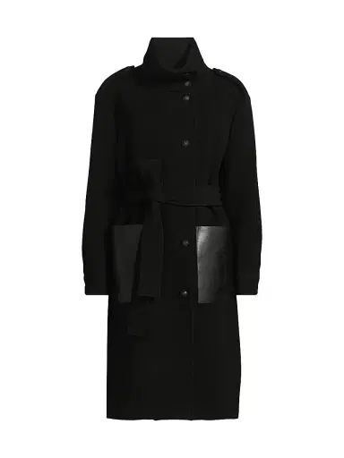 Kobi Halperin Women's Monet Faux Leather-Pocket Wool Coat | Thumbnail 1 Kobi Halperin Women's Monet Faux Leather-Pocket Wool Coat | Thumbnail 1
