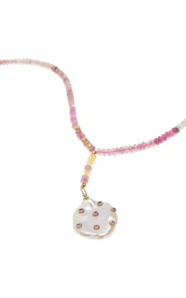 Joie DiGiovanni Raspberry Sherbert Diamond Pink Sapphire Pearl Drop Necklace | Thumbnail 3 Joie DiGiovanni Raspberry Sherbert Diamond Pink Sapphire Pearl Drop Necklace | Thumbnail 3