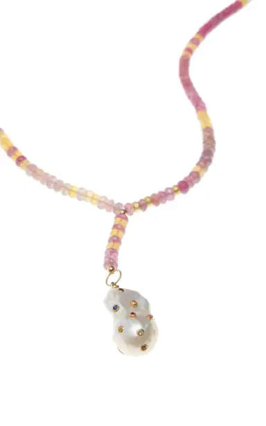 Joie DiGiovanni Raspberry Sherbert Sapphire Baroque Pearl Drop Necklace | Thumbnail 3 Joie DiGiovanni Raspberry Sherbert Sapphire Baroque Pearl Drop Necklace | Thumbnail 3