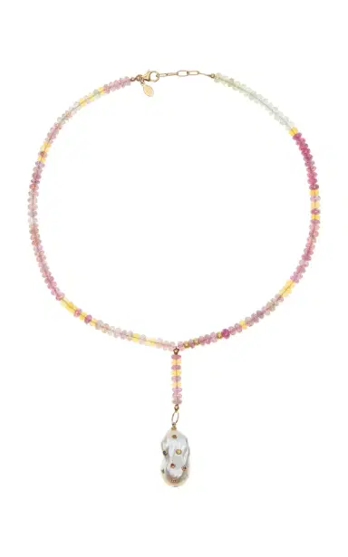 Joie DiGiovanni Raspberry Sherbert Sapphire Baroque Pearl Drop Necklace | Thumbnail 4 Joie DiGiovanni Raspberry Sherbert Sapphire Baroque Pearl Drop Necklace | Thumbnail 4
