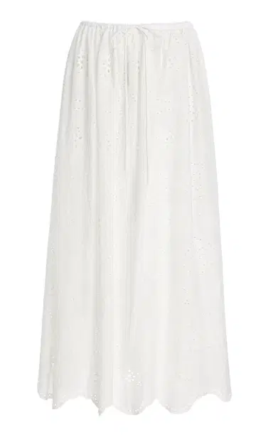 Matteau Cotton Broderie Anglaise Midi Drawstring Skirt | Thumbnail 7 Matteau Cotton Broderie Anglaise Midi Drawstring Skirt | Thumbnail 7