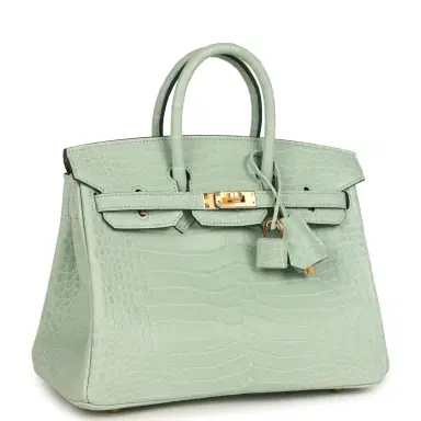 HERMÈS Hermes Birkin 25 Vert D'Eau Matte Porosus Crocodile Gold Hardware | Thumbnail 2 HERMÈS Hermes Birkin 25 Vert D'Eau Matte Porosus Crocodile Gold Hardware | Thumbnail 2