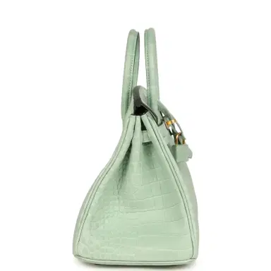 HERMÈS Hermes Birkin 25 Vert D'Eau Matte Porosus Crocodile Gold Hardware | Thumbnail 3 HERMÈS Hermes Birkin 25 Vert D'Eau Matte Porosus Crocodile Gold Hardware | Thumbnail 3