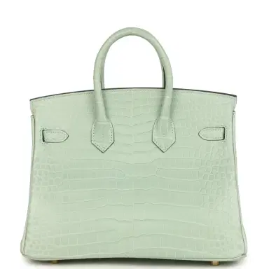 HERMÈS Hermes Birkin 25 Vert D'Eau Matte Porosus Crocodile Gold Hardware | Thumbnail 4 HERMÈS Hermes Birkin 25 Vert D'Eau Matte Porosus Crocodile Gold Hardware | Thumbnail 4