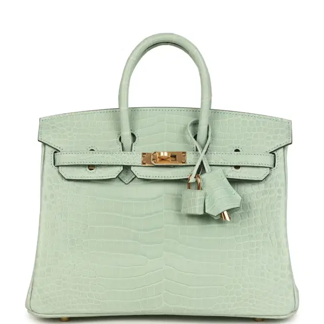 Hermes Birkin 25 Vert D'Eau Matte Porosus Crocodile Gold Hardware Hermes Birkin 25 Vert D'Eau Matte Porosus Crocodile Gold Hardware