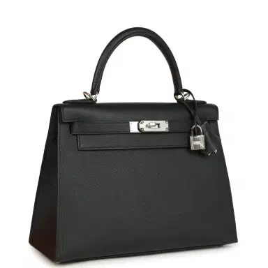 HERMÈS Hermes Kelly Sellier 28 Black Epsom Palladium Hardware | Thumbnail 2 HERMÈS Hermes Kelly Sellier 28 Black Epsom Palladium Hardware | Thumbnail 2