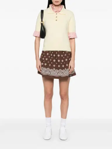 Miu Miu Bandana Drawstring Mini Skirt | Thumbnail 2 Miu Miu Bandana Drawstring Mini Skirt | Thumbnail 2