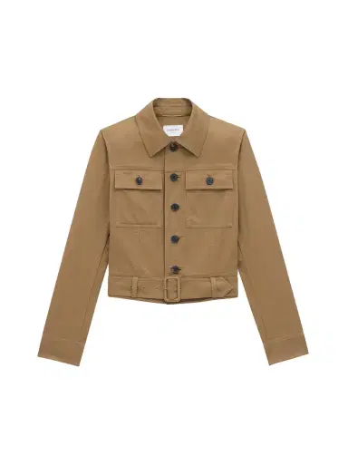 Saint Laurent Cropped Cotton Serge Jacket | Thumbnail 1 Saint Laurent Cropped Cotton Serge Jacket | Thumbnail 1