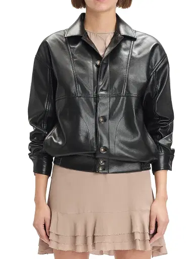 Favorite Daughter Women's The Beacon Faux-Leather Button-Front Jacket - Raven | Thumbnail 4 Favorite Daughter Women's The Beacon Faux-Leather Button-Front Jacket - Raven | Thumbnail 4