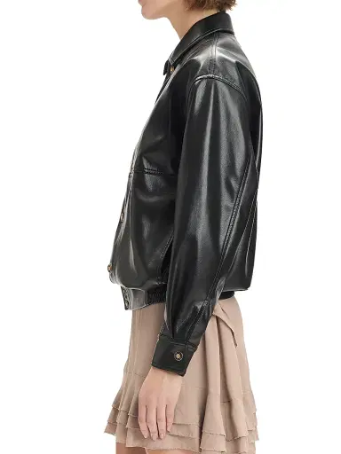 Favorite Daughter Women's The Beacon Faux-Leather Button-Front Jacket - Raven | Thumbnail 5 Favorite Daughter Women's The Beacon Faux-Leather Button-Front Jacket - Raven | Thumbnail 5