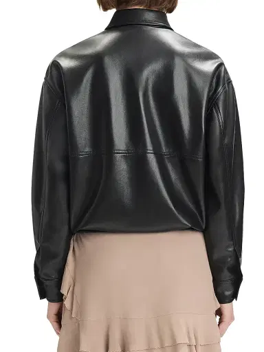 Favorite Daughter Women's The Beacon Faux-Leather Button-Front Jacket - Raven | Thumbnail 6 Favorite Daughter Women's The Beacon Faux-Leather Button-Front Jacket - Raven | Thumbnail 6