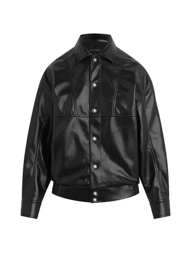 Favorite Daughter Women's The Beacon Faux-Leather Button-Front Jacket - Raven | Thumbnail 1 Favorite Daughter Women's The Beacon Faux-Leather Button-Front Jacket - Raven | Thumbnail 1